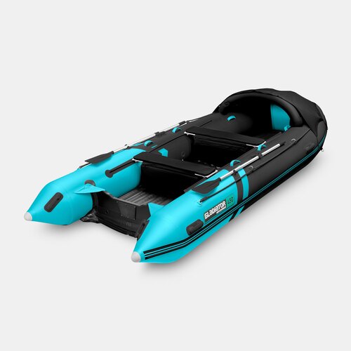 Надувная лодка GLADIATOR E450PRO черно-бирюзовый